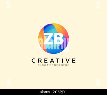 ZB initial logo With Colorful Circle template Stock Vector