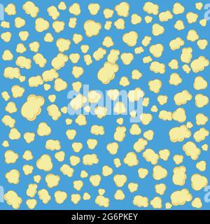 Pattern of crispy popcorn  on blue  background . Delicious snacks when watching a movie. vector illustration Stock Vector