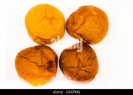 A picture of burger buns isolated on white background Stock Photo