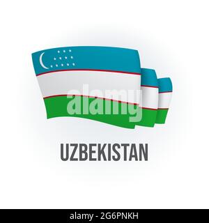 Vector flag of Uzbekistan. Uzbekistani waving flag. Vector illustration. Stock Vector