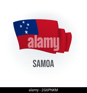 Vector flag of Samoa. Samoan waving flag. Vector illustration. Stock Vector