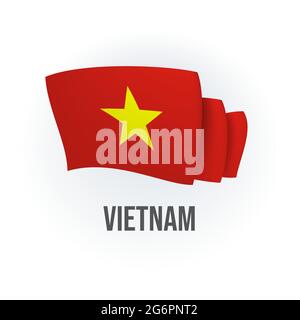 Vector flag of Vietnam. Vietnamese waving flag. Vector illustration. Stock Vector