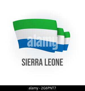 3D Realistic waving Flag of Sierra Leone on white background Stock ...