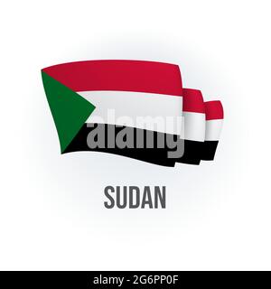 Vector flag of Sudan. Sudanese waving flag. Vector illustration. Stock Vector