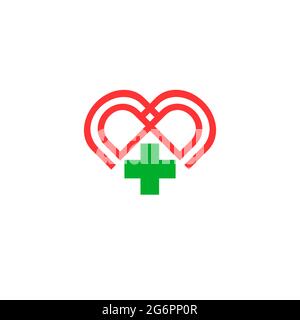 Doctor plus pharmacy medical cardiology healthcare logo and symbols. Stock Vector