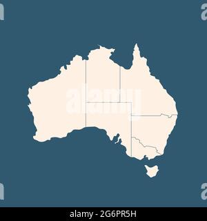 Australia map on Blue Green background with shadow Stock Vector