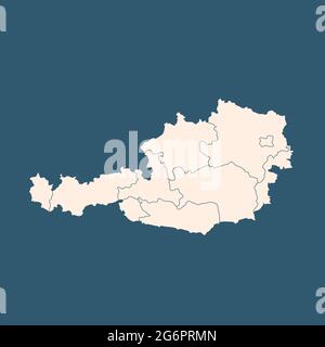 Simple map of Austria vector drawing. outline. Stock Vector