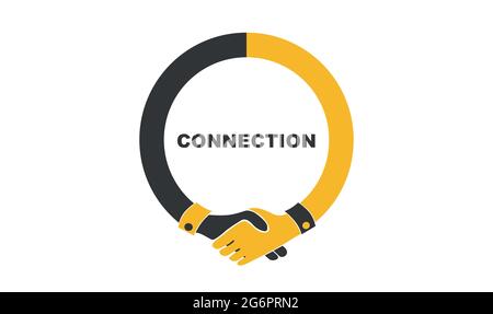 Handshake illustration with connection text on it. Stock vector Stock Vector