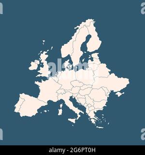 High quality map of Europe with borders of regions Stock Vector