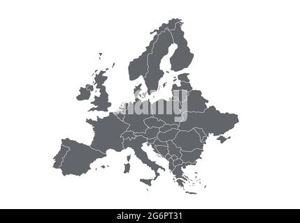 High quality map Europe with borders of regions Stock Vector