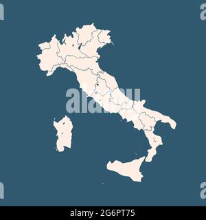 Simple Map Of Italy Isolated On blue Background. Vector Stock Vector