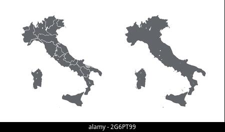 Simple Black Map Of Italy Isolated On White Background. Vector Stock Vector