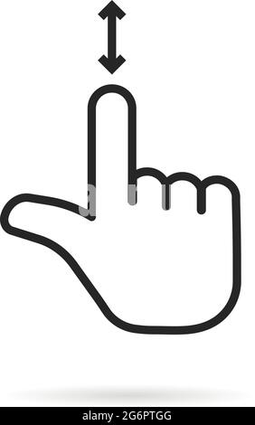 scroll down like thin line hand Stock Vector