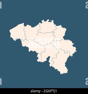 Belgium map in white on a blue background. Stock vector Stock Vector