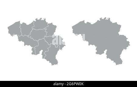 Belgium map in gray on a white background Stock Vector