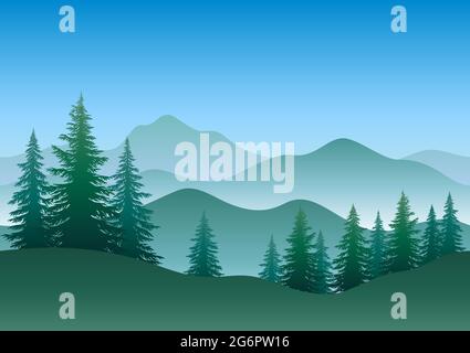 Trees and Mountains Stock Vector