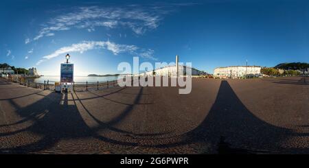 360 degree panoramic view of 360º interactive spherical panorama of the North Shore promenade at Llandudno on the North Wales coast early on a summer's morning