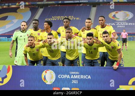 Team of Colombia during the Copa America 2021, semi-final football match between Argentina and Colombia on July 7, 2021 at Estadio Nacional Mane Garrincha in Brasilia, Brazil - Photo Laurent Lairys / DPPI Stock Photo