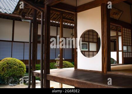 Japan, Takahashi, Raikyuji Temple, garden, Okayama Prefecture .Interior rooms of a traditional japanese house Stock Photo