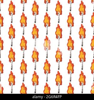 Seamless pattern with red and orange birch trees Stock Vector