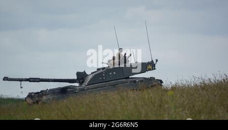 British army Challenger 2 main battle tank on exercise, Salisbury Plain, Wiltshire UK Stock Photo