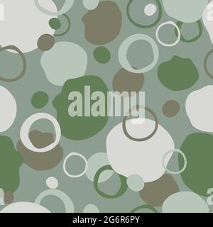 Seamless vector pattern with paint steins on grey background. Artistic  cream blob wallpaper design. Soft fashion textile texture. Stock Vector