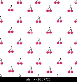 Seamless pattern, realistic red cherry on a white background - Vector illustration Stock Vector