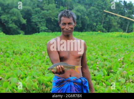 Bangladeshi fisherman caught fishes. Fish on hand. Fishing on river with  fishing nets. Life of traditional fishermen. Fishing in the river Stock  Photo - Alamy