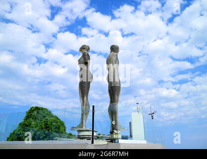Moving Sculpture of Ali and Nino from the Tragedy Love Story, a Famous Attraction of Batumi City, Adjara Region, Georgia Stock Photo
