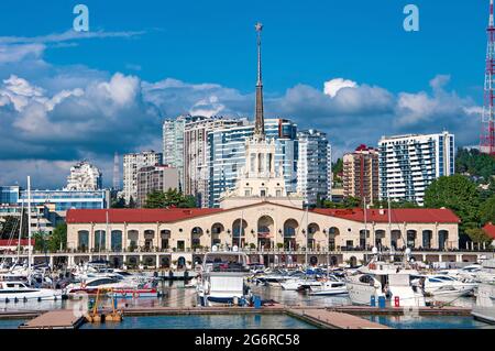 Sochi, Russia - June 1 , 2021: Marine station Port of Sochi, Krasnodar Krai, Russia .Seaport in Sochi. Russia Stock Photo