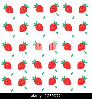 Seamless pattern, strawberries on a white background - Vector illustration Stock Vector