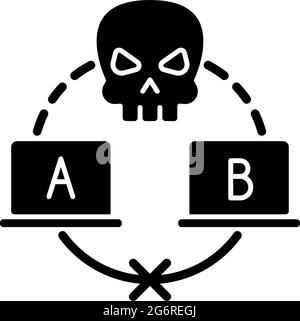 Sniffing attack black glyph icon Stock Vector