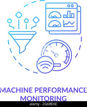 Machine performance monitoring concept icon Stock Vector