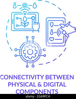 Connectivity between physical and digital components concept icon Stock Vector
