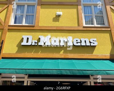 Dr Martens Sign outside shop, Dr Martens footwear was founded in 1947 by Klaus Martens, London, England Stock Photo - Alamy