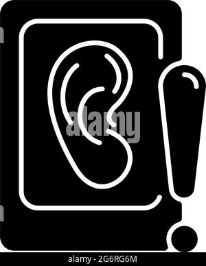 Eavesdropping on mobile devices black glyph icon Stock Vector