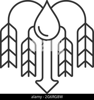 Crop shortage due to water resources lack linear icon Stock Vector