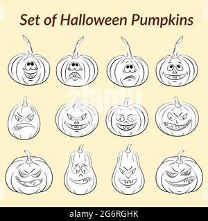 Halloween Pumpkins Set Stock Vector
