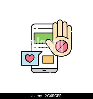 Leaving social networks olor line icon. Life for yourself. Abandonment of other people's goals. Pictogram for web page, mobile app, promo. UI UX GUI d Stock Vector
