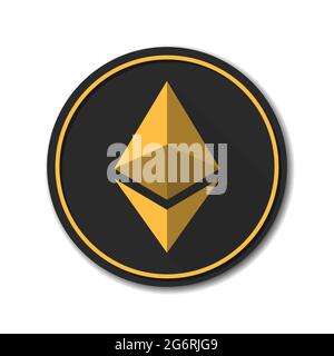 Ethereum crypto currency chrystal coin icon button illustration Stock Vector