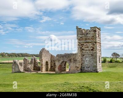 the ruins of Knowlton Church England Stock Photo