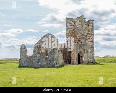 the ruins of Knowlton Church England Stock Photo