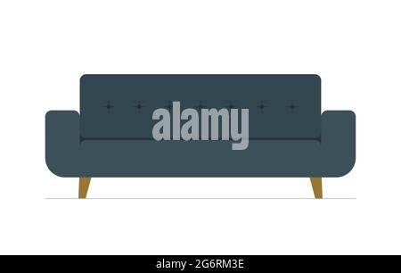 Luxury sofa for modern office, living room or lounge. Cozy couch icon on white background. Isolated symbol reception settee. Comfortable divan vector eps illustration Stock Vector