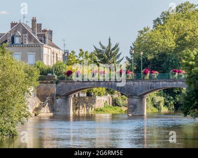 Bridge over the beautiful river Gartempe at Montmorillon Stock Photo