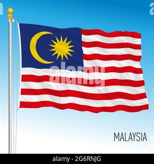 Malaysia official national flag, asiatic country, vector illustration Stock Vector
