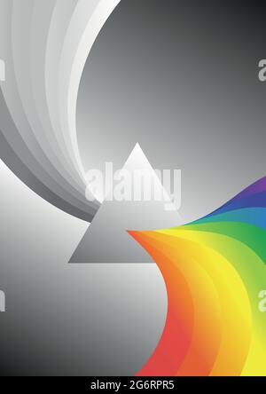 Prism reflect the light in colorful rainbow. 3d vector illustration of the light shine through the prism. symbol of innovation, idea, creativity Stock Vector