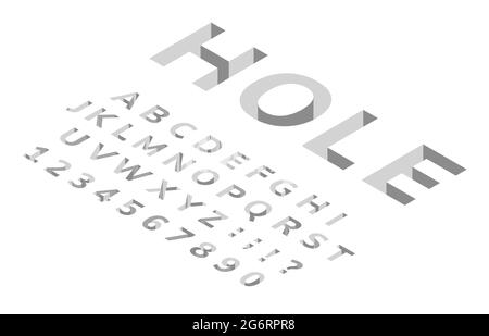 Isometric Hole Font Deep Holes Typography Alphabet Letters 3d Fonts