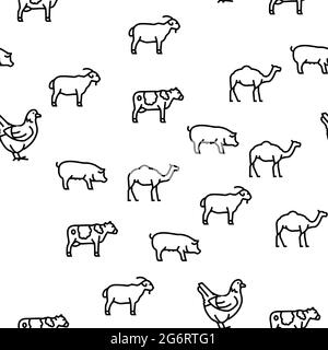 Pets Domestic Animal Vector Seamless Pattern Stock Vector
