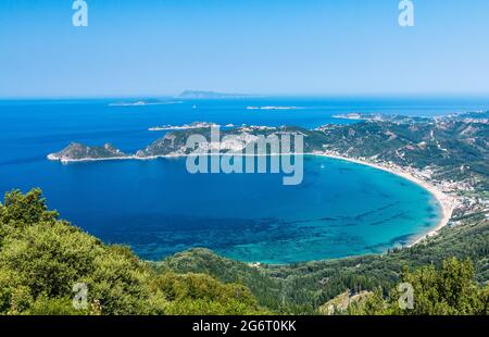 Corfu, Greece. Panoramic view of the Agios Georgios Bay. Stock Photo