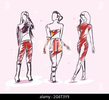 Models of standing people in different poses. 3D human body model ...